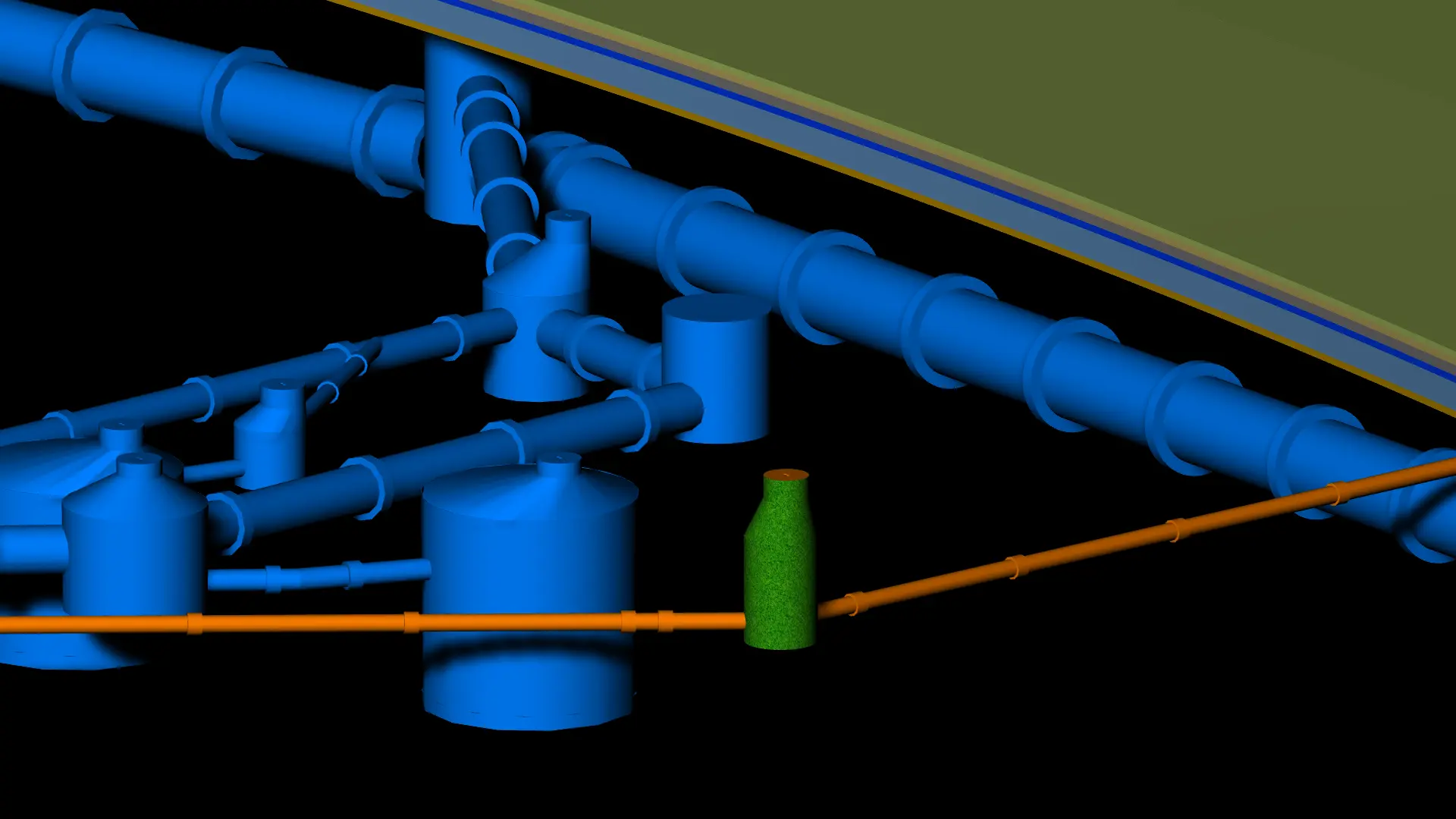 Digitales 3D-Modell von Kanalisation und Wasserleitung der Erschließung